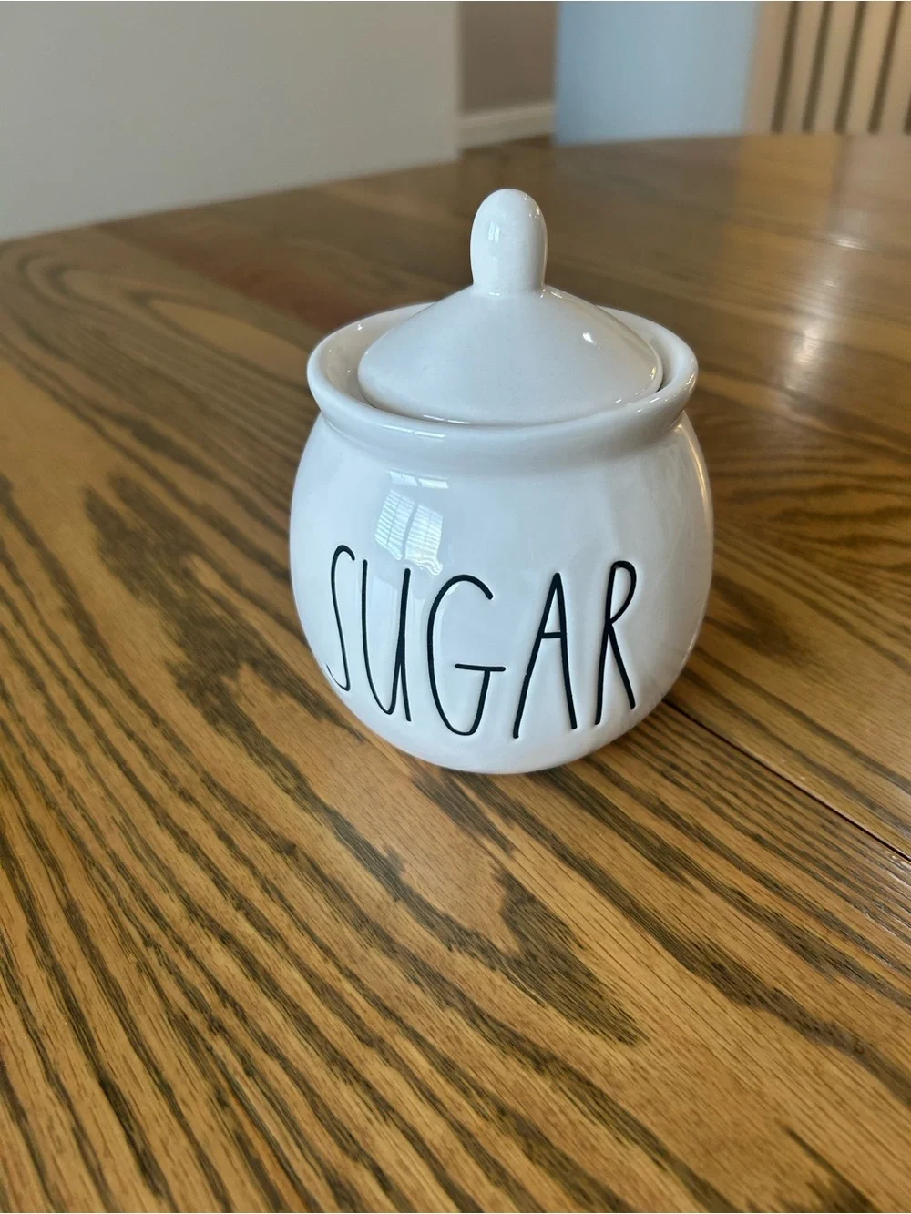 Rae Dunn White Ceramic Sugar Canister with Lid